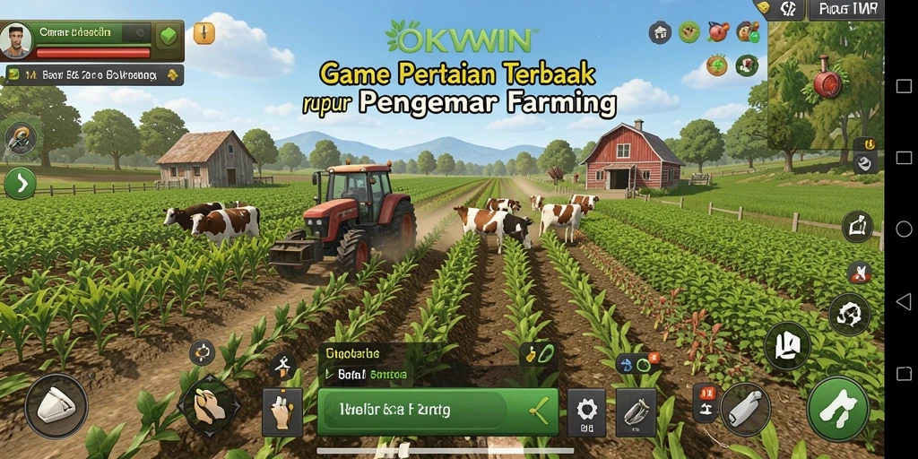 Gameplay OKWIN yang menyenangkan dan penuh warna dalam dunia pertanian.