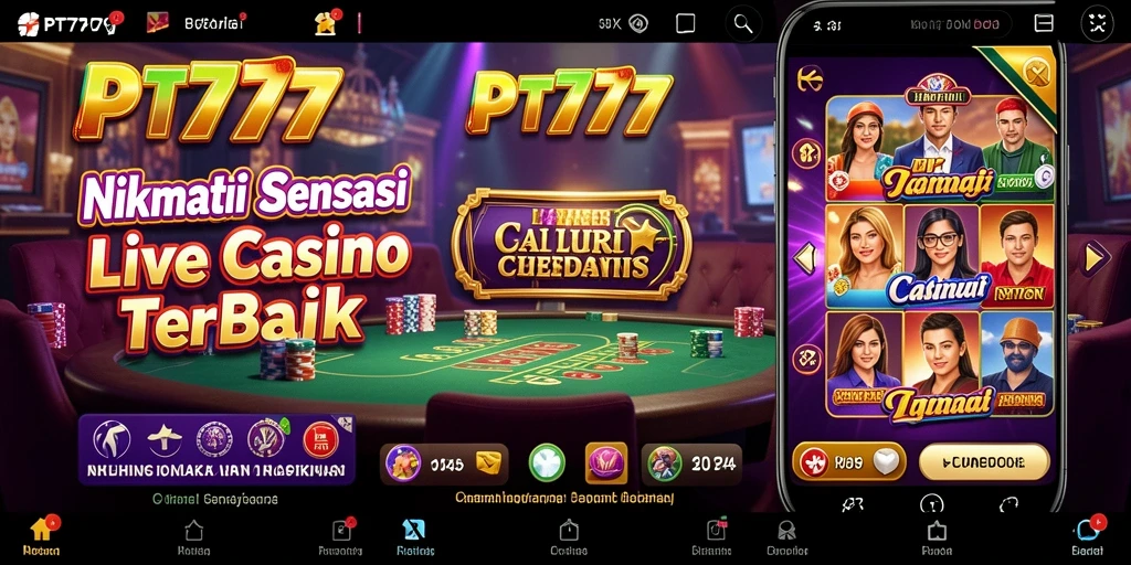 Tampilan gameplay seru PT777 dengan dealer langsung di kasino.